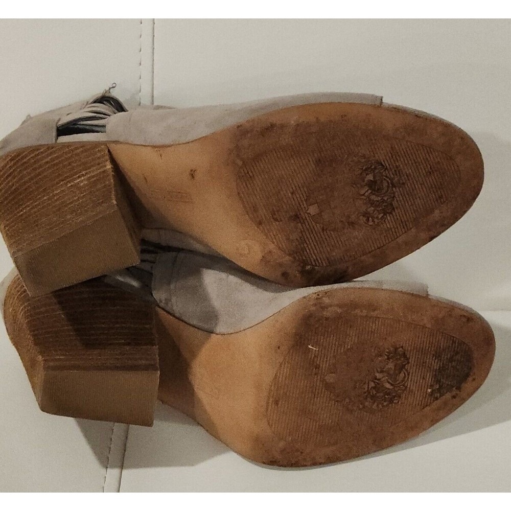 Vince Camuto Peep Toe Suede Cutout Booties Wedge Heel Zipper Boot‎ Gray Size 7.5 - Picture 9 of 9